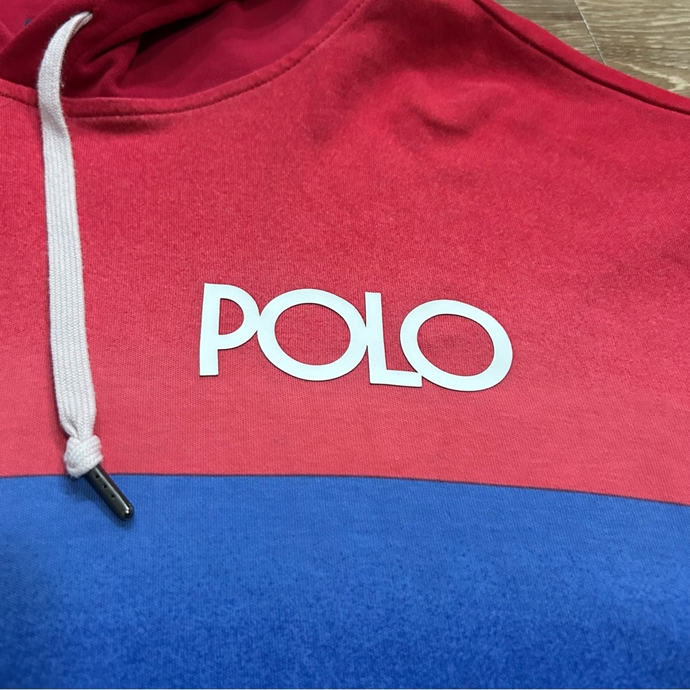 POLO Ralph Lauren Ombre Spectre Hoodie Sweatshirt Mens XL Colorblock Red Blue - Picture 3 of 5